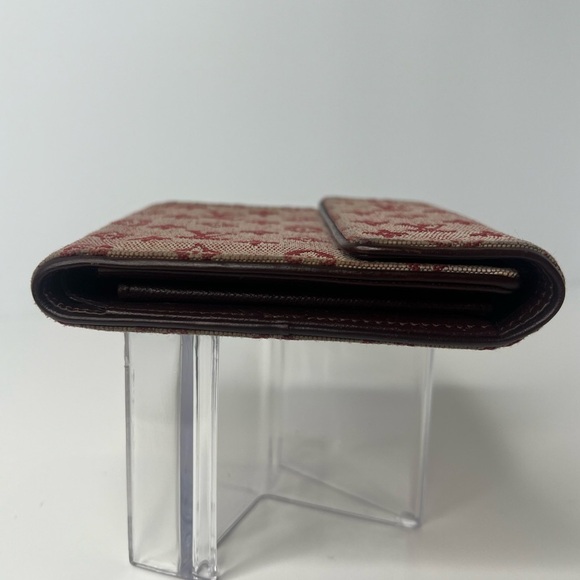 ♥️LOUIS VUITTON Deep Red Monogram Mini Lin Porte Billets Cartes Credit Wallet ❤️ - Picture 4 of 12